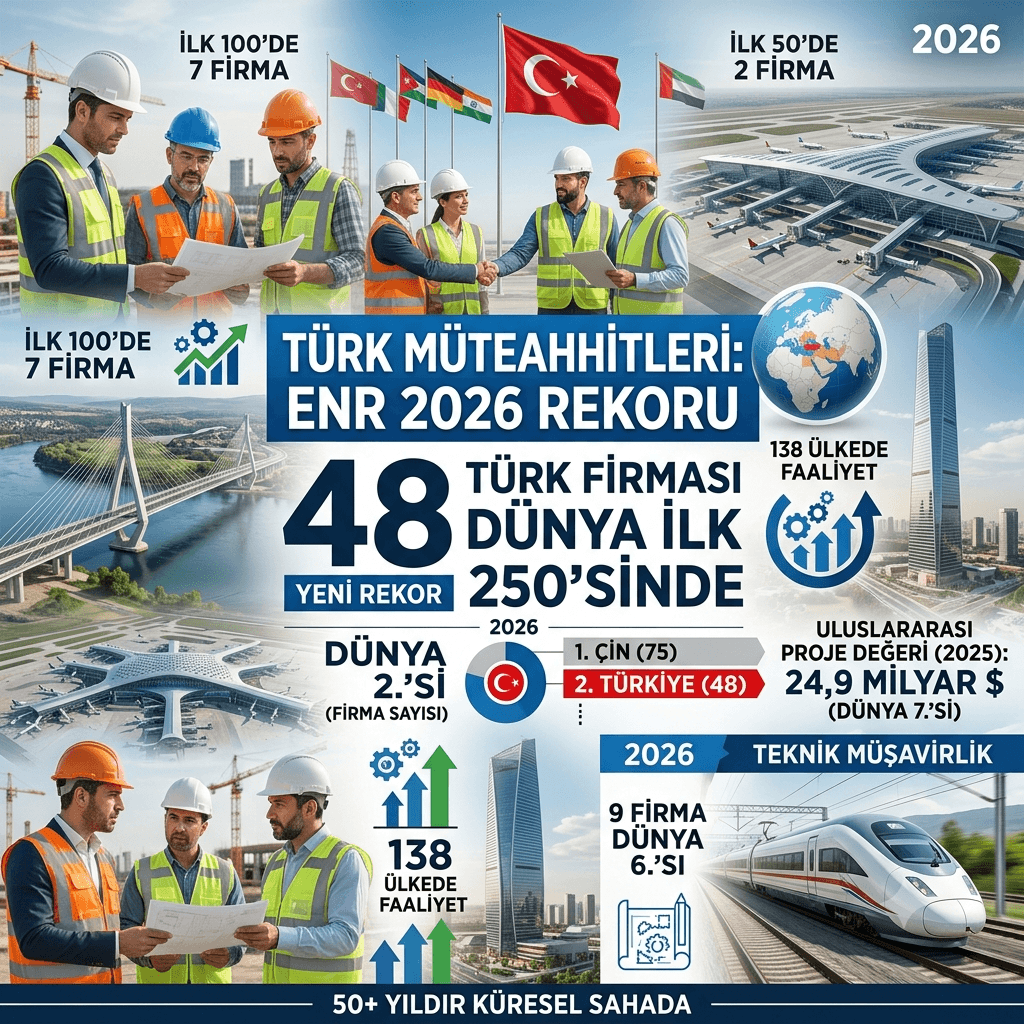 Türk Müteahhitler Dünya Liginde Rekor Kırdı: ENR 2026 Listesinde 48 Türk Firması Yer Aldı