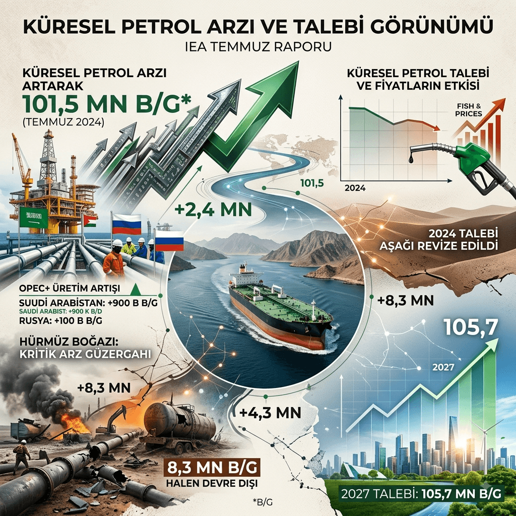 IEA Açıkladı: Küresel Petrol Arzı Temmuzda Günlük 2,4 Milyon Varil Arttı