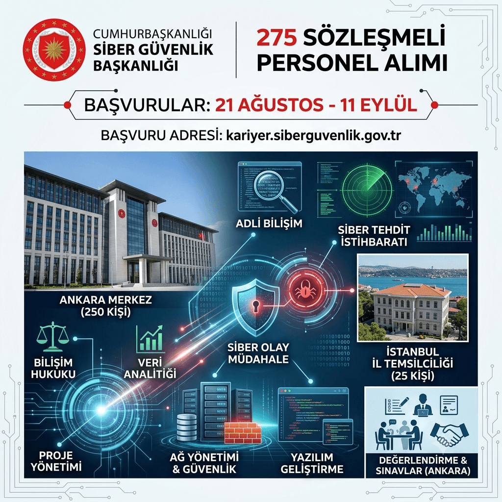 Siber Güvenlik Başkanlığı 275 Personel Alıyor! Başvurular Başladı: İşte Kadrolar ve Başvuru Şartları