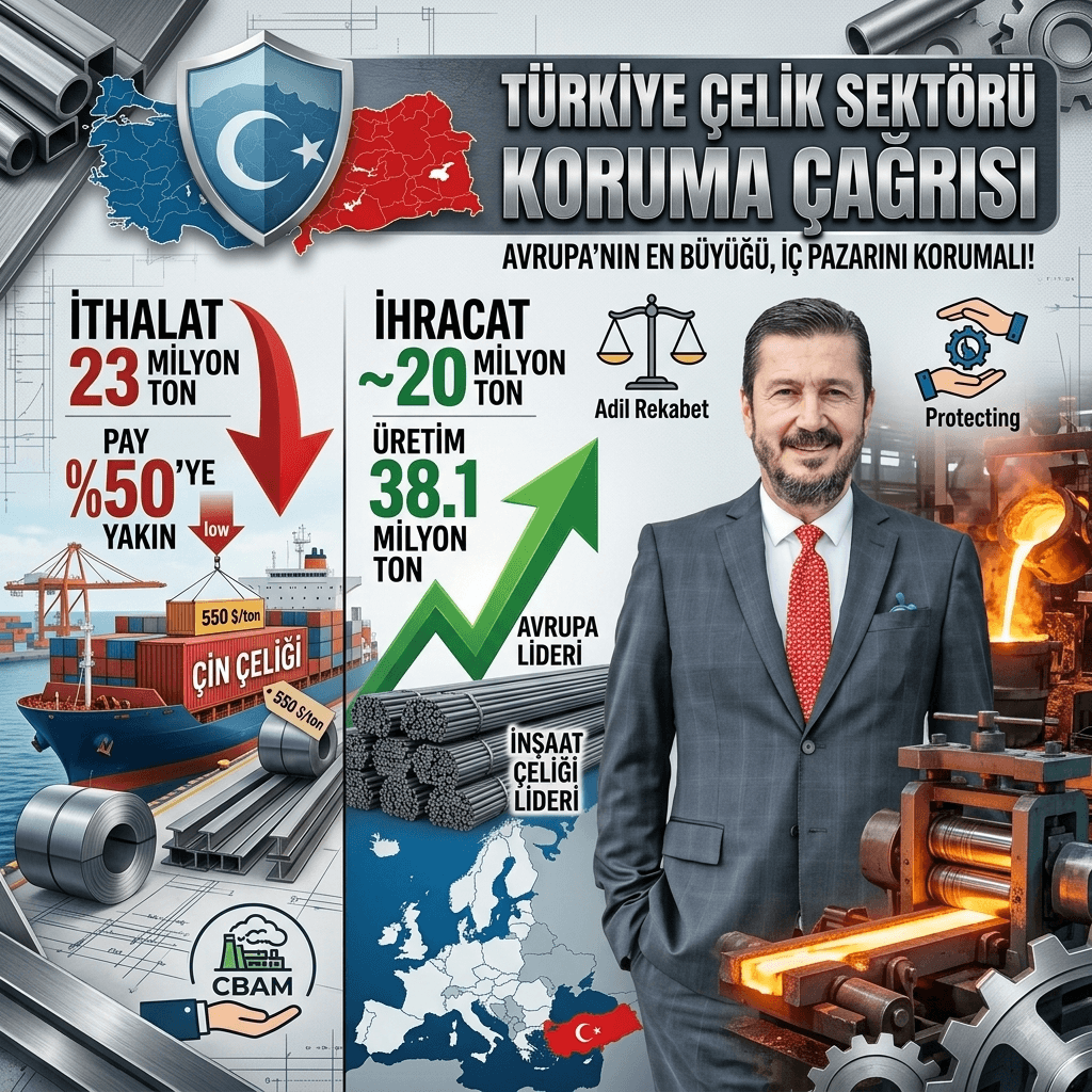 Türk Çelik Sektöründen Kritik Çağrı: “20 Milyon Ton İhraç Ediyoruz, 23 Milyon Ton İthal Ediyoruz”