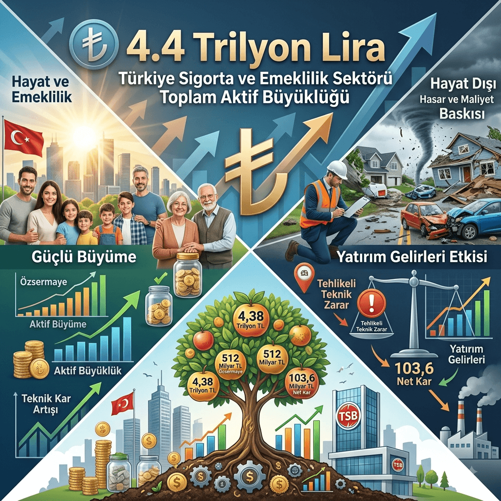 Sigorta Sektöründe Rekor Büyüklük: Toplam Aktifler 4,4 Trilyon TL’ye, Net Kâr 103,6 Milyar TL’ye Ulaştı
