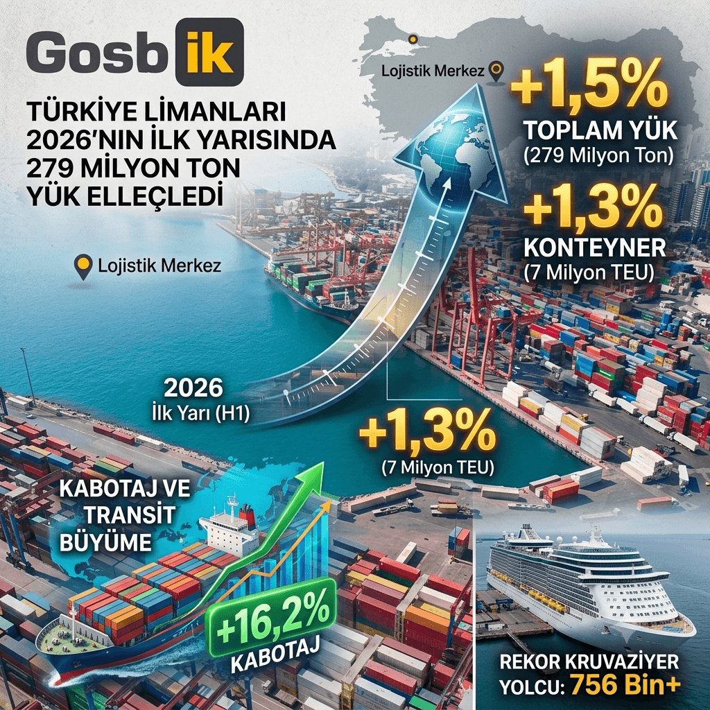 Türkiye Limanlarında Rekor Hareketlilik: 6 Ayda 279 Milyon Ton Yük ve 7 Milyon TEU Konteyner Elleçlendi