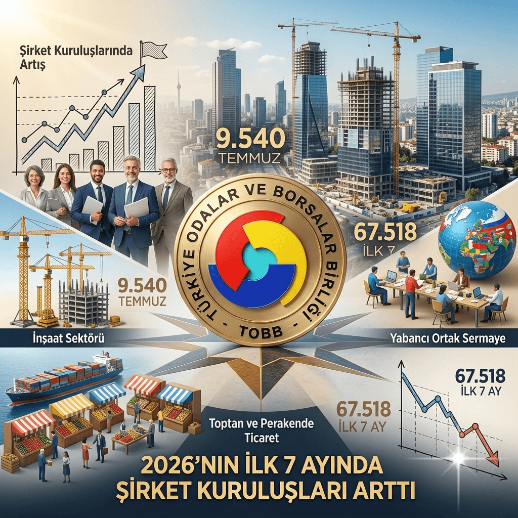 2026’nın İlk 7 Ayında 67 Bin 518 Şirket ve Kooperatif Kuruldu: Şirket Sayısı Yüzde 7,4 Arttı