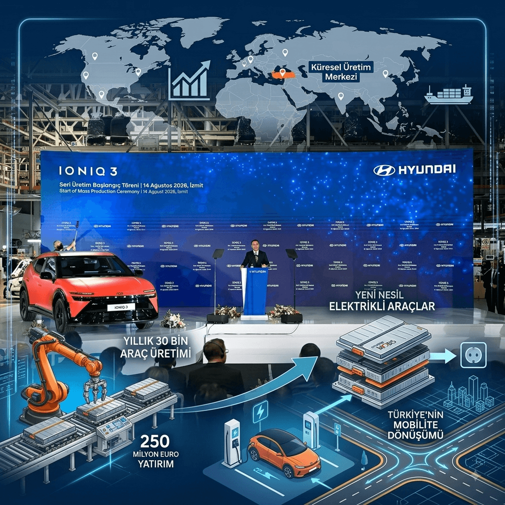 Hyundai Türkiye’den 250 Milyon Euroluk Elektrikli Otomobil Yatırımı: Yılda 30 Bin IONIQ 3 Üretilecek