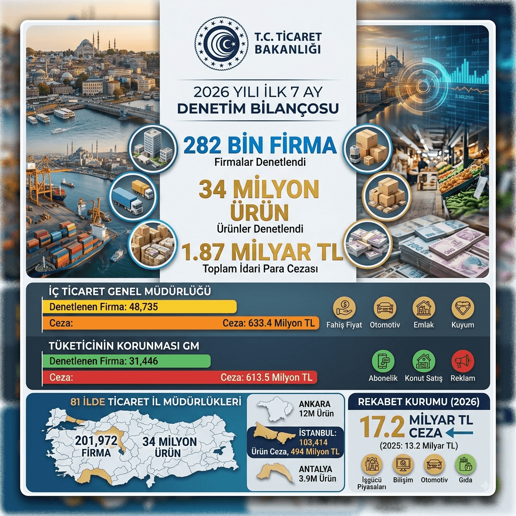 Ticaret Bakanlığı Açıkladı: 7 Ayda 282 Bin Firma ve 34 Milyon Ürün Denetlendi, 1,87 Milyar TL Ceza Kesildi