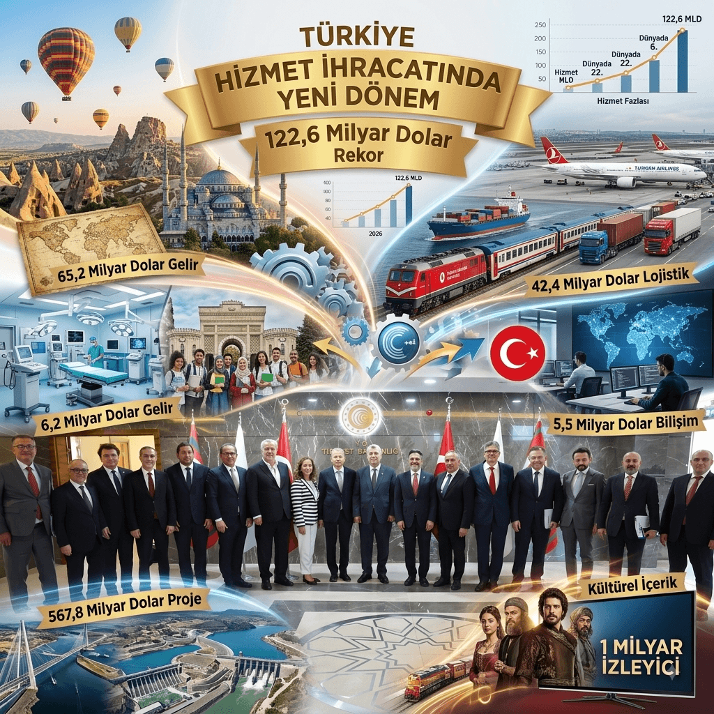 Türkiye’nin Hizmet İhracatı 122,6 Milyar Dolara Ulaştı: Küresel Sıralamada 22’nci Sıraya Yükseldi