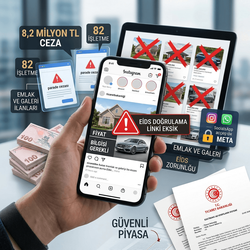 Emlak ve Galeri İlanlarında Yeni Dönem: EİDS Şartına Uymayana 100 Bin TL Ceza! 82 İşletmeye 8,2 Milyon TL