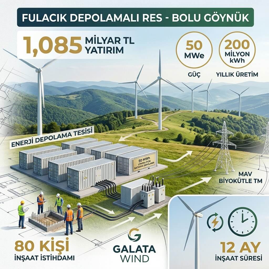 Galata Wind’den Bolu’ya 1,08 milyar TL’lik enerji yatırımı: 50 MWe’lik depolamalı RES kurulacak