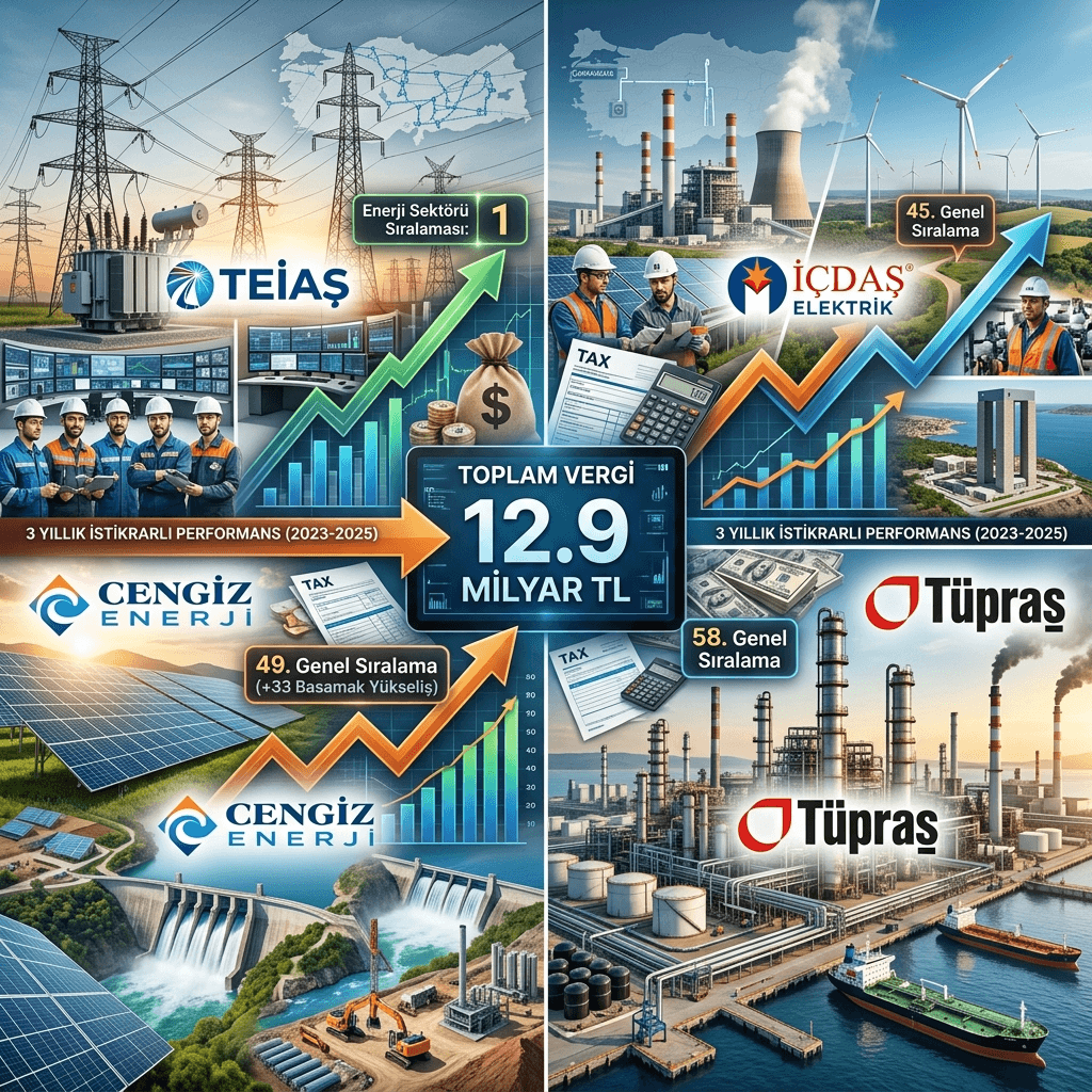 Enerjinin Vergi Rekortmenleri Belli Oldu: TEİAŞ, Tüpraş, Cengiz Enerji ve İçdaş İlk 100'de