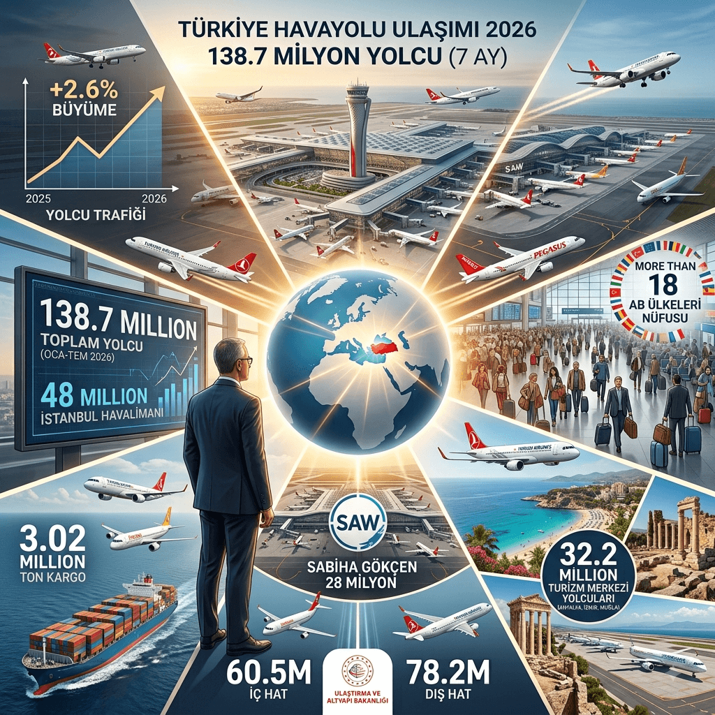 Türkiye Havayollarında Rekor Trafik: 7 Ayda 138,7 Milyon Yolcu Seyahat Etti