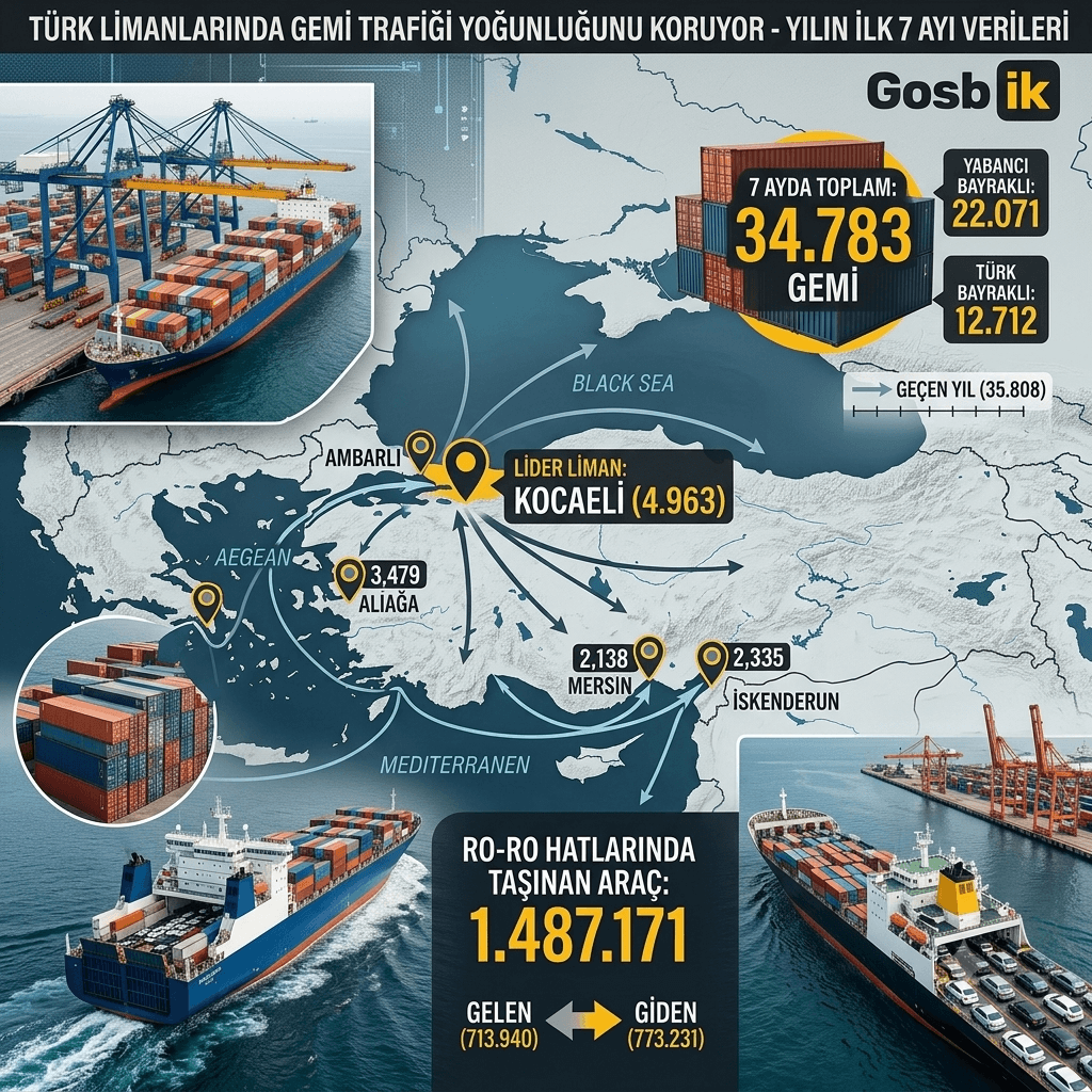 Türk Limanlarında Rekor Trafik: 7 Ayda 34 Bin 783 Gemi Uğradı, Kocaeli Zirveye Çıktı