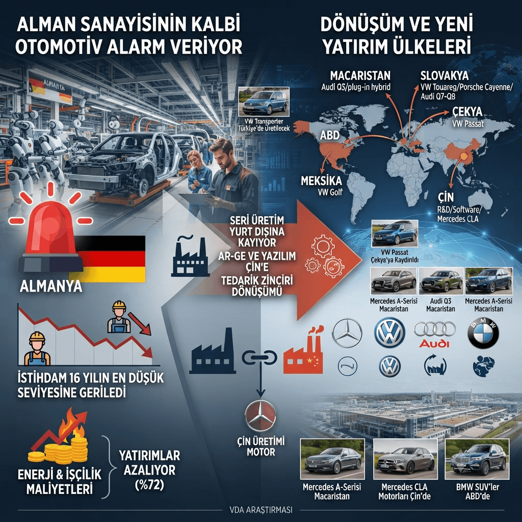 Almanya'da Otomotiv Krizi Derinleşiyor: Volkswagen, Mercedes ve BMW Üretimi Yurt Dışına Taşıyor