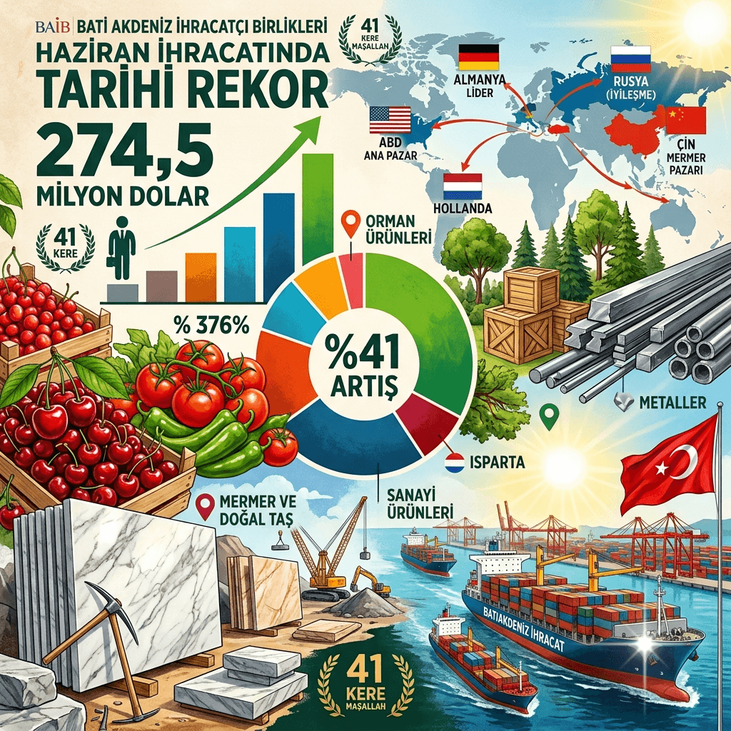 Batı Akdeniz İhracatında Tarihi Rekor! Haziranda Yüzde 41 Artış, Kiraz ve Yaş Meyve Sebze Zirveye Taşıdı