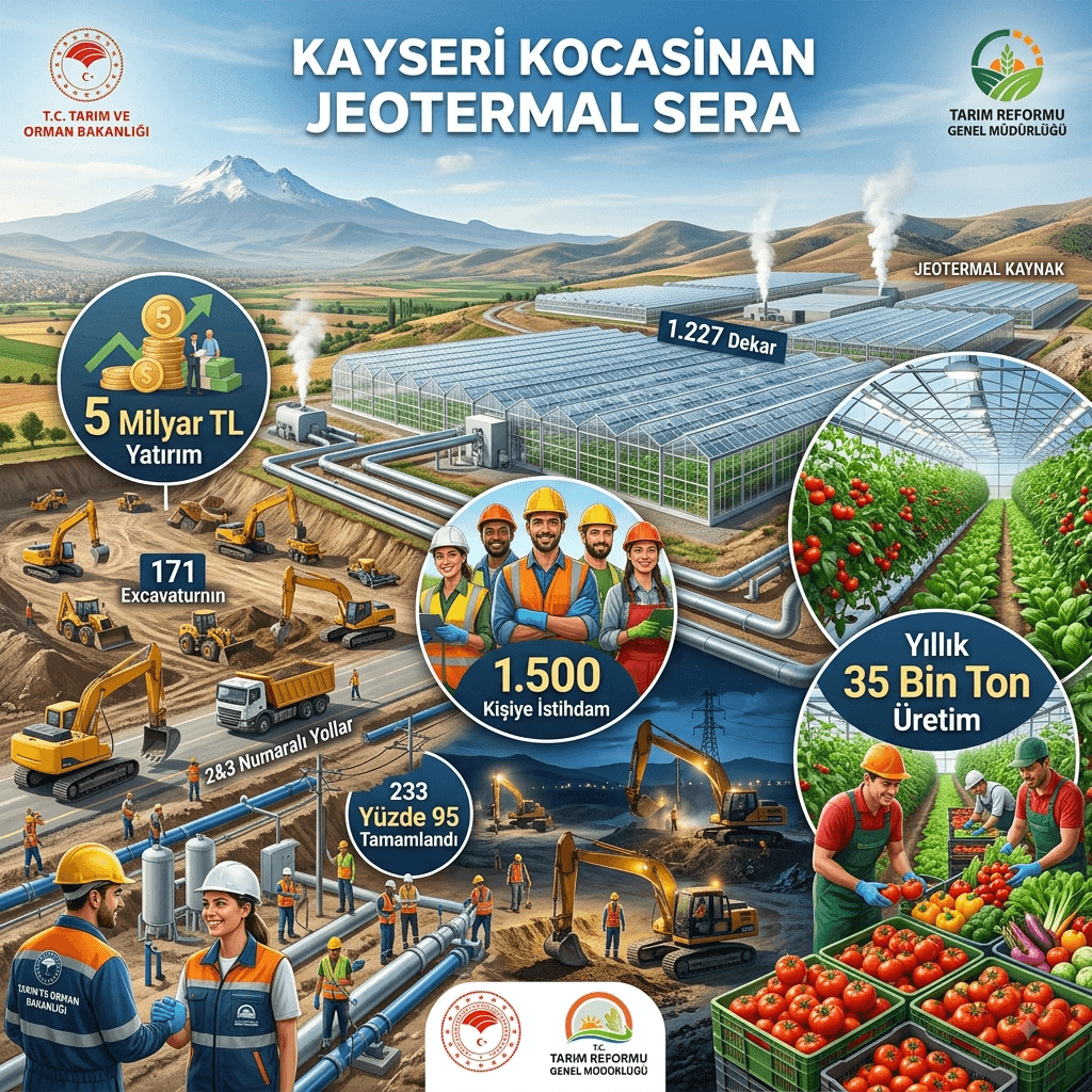Kayseri’de 5 Milyar TL’lik Jeotermal Sera Yatırımı: 35 Bin Ton Üretim, 1.500 Kişiye İstihdam