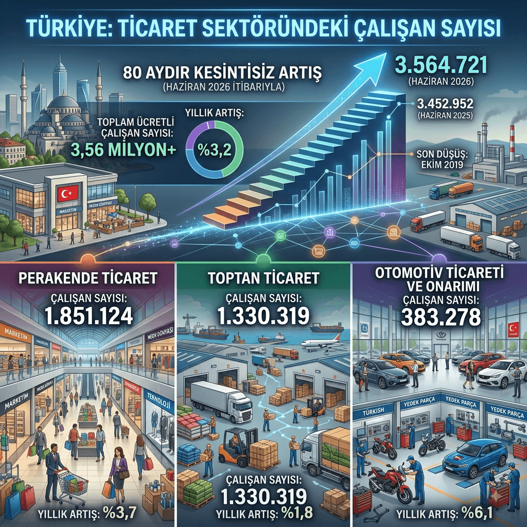 Türkiye'de Ticaret Sektöründe İstihdam Rekoru: Çalışan Sayısı 80 Aydır Artıyor