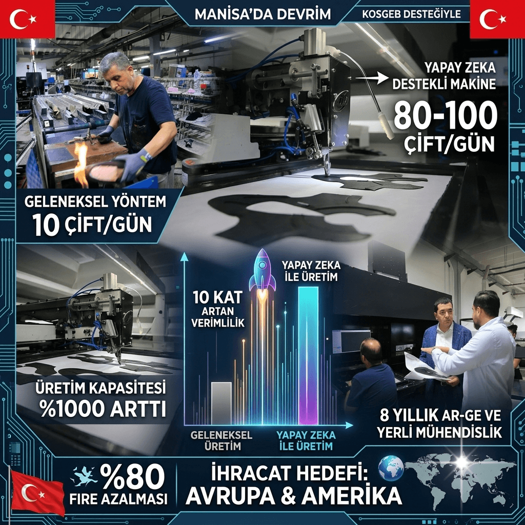 Manisa'da Yapay Zeka Devrimi: Ayakkabı Üretimini 10 Katına Çıkaran Yerli Makine Geliştirildi