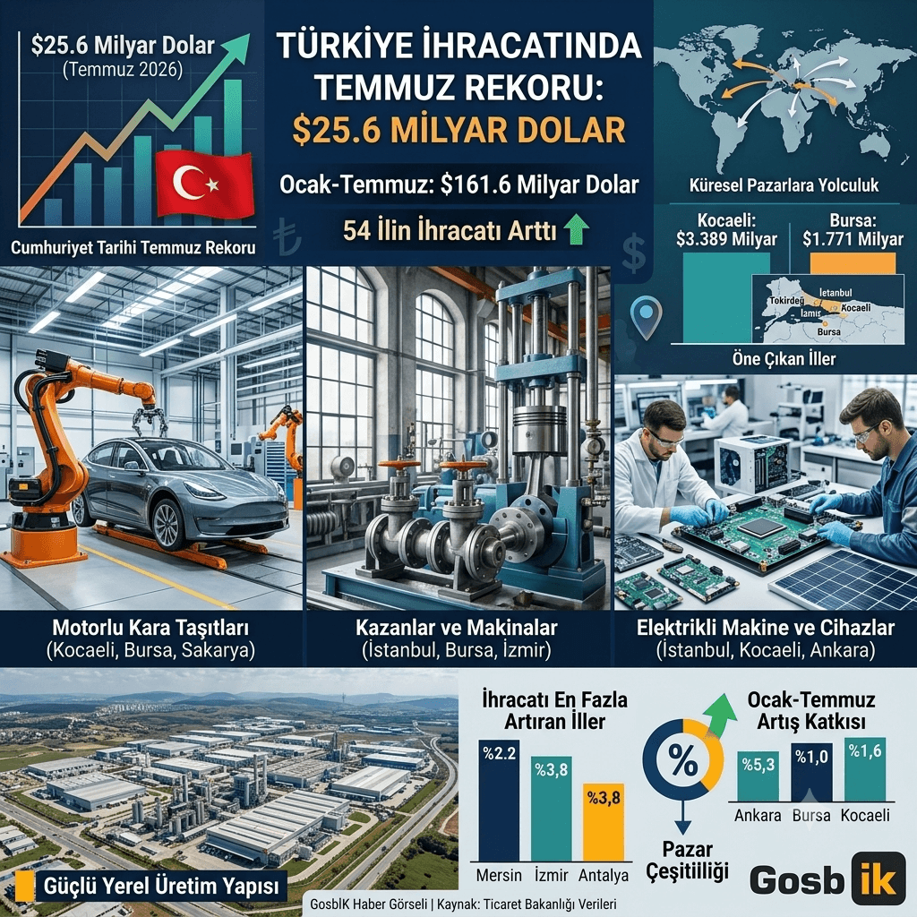 Türkiye İhracatta Temmuz Rekoru Kırdı: 25,6 Milyar Dolara Ulaştı! İşte En Çok İhracat Yapan İller