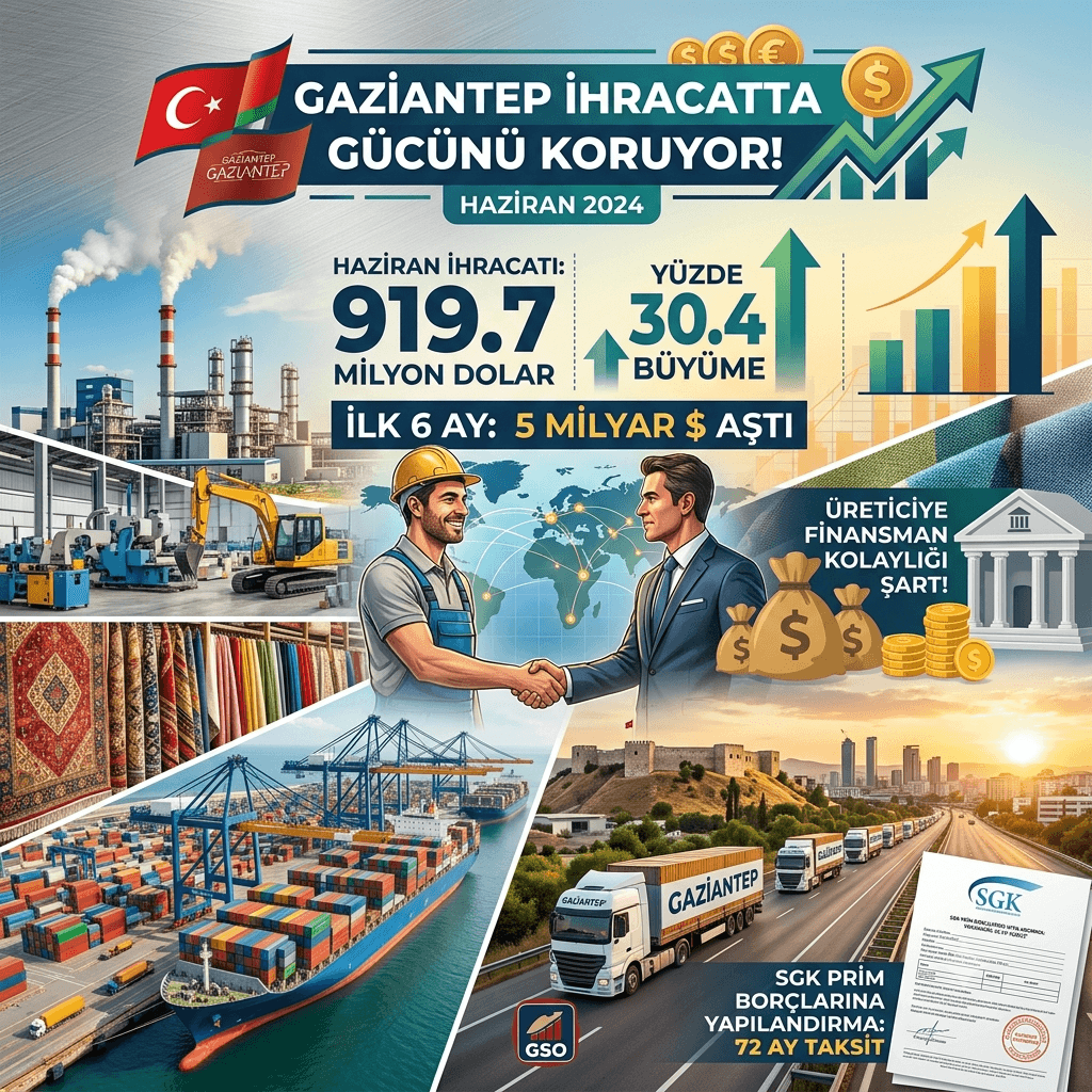 Gaziantep İhracatında Güçlü Sıçrama! Haziran’da 920 Milyon Dolara Yaklaşıldı, İlk 6 Ayda 5 Milyar Dolar Aşıldı