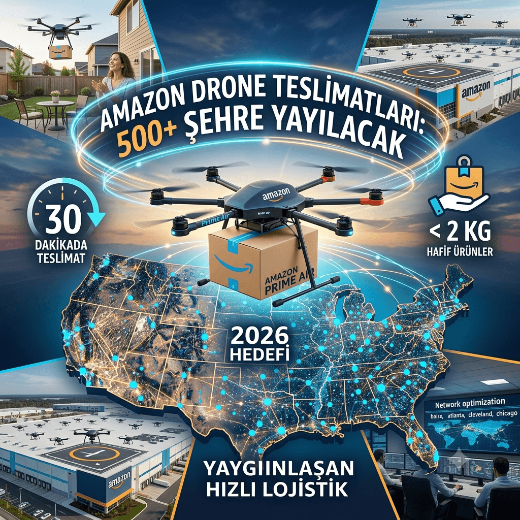 Amazon’dan Drone Teslimatında Büyük Hamle: Yıl Sonuna Kadar 500’den Fazla Şehre Ulaşacak