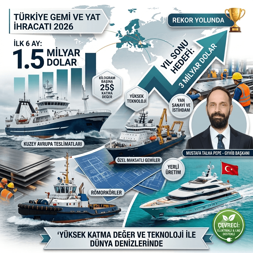 Gemi ve Yat Sektörü İhracatta Rekora Koşuyor! İlk 6 Ayda 1,5 Milyar Dolar, Hedef 3 Milyar Dolar
