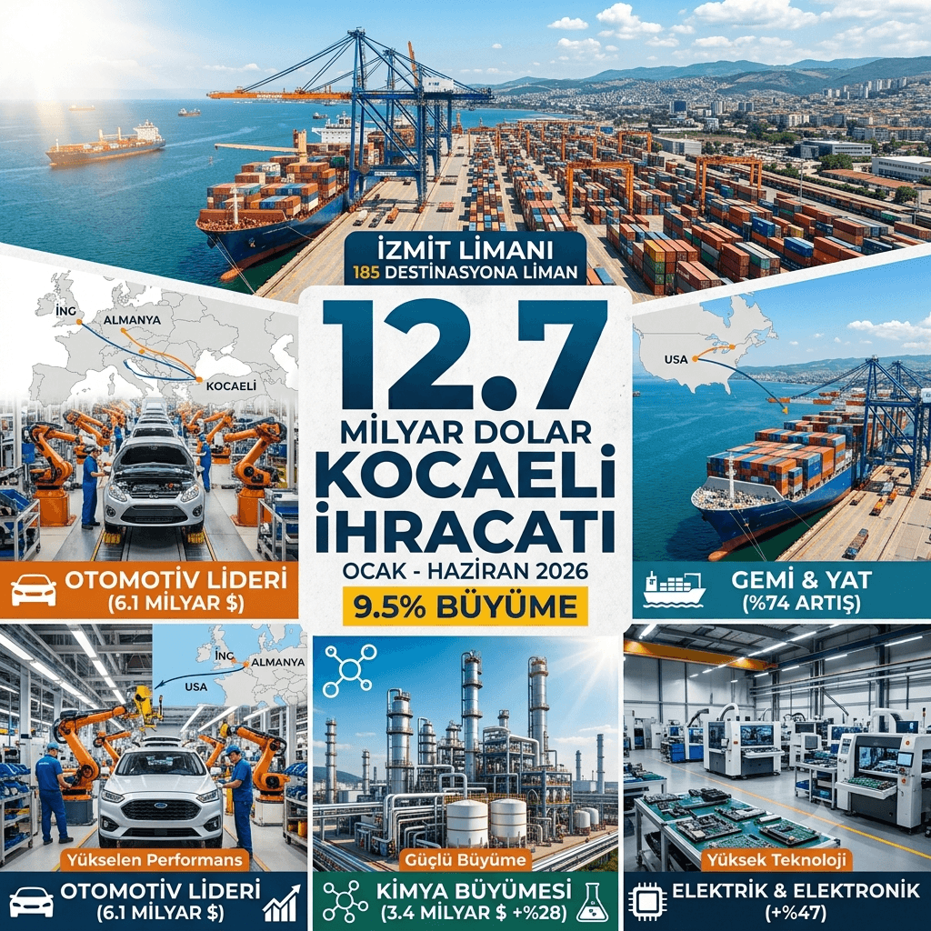 Kocaeli'den 6 Ayda 12,7 Milyar Dolarlık İhracat! Otomotiv ve Kimya Sektörü Rekor Büyümeyle Zirvede
