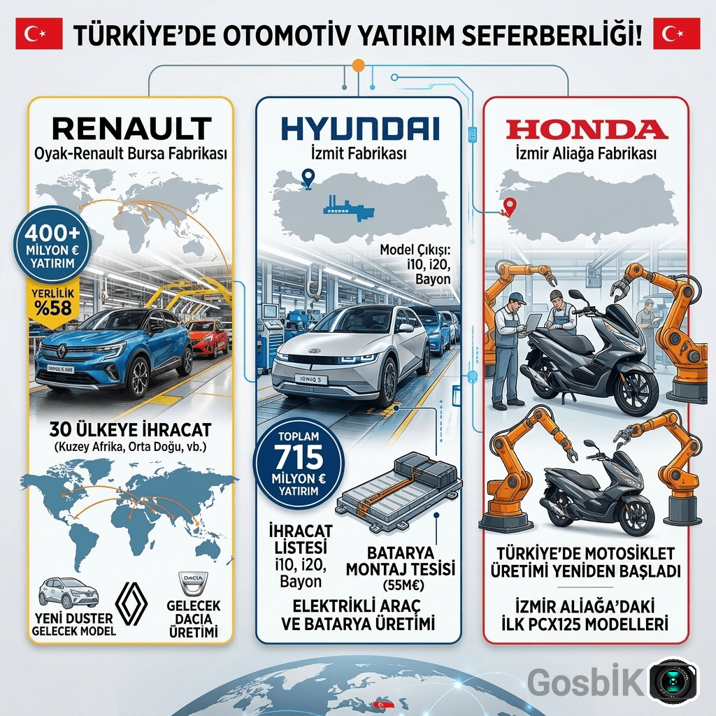 Otomotiv Devlerinden Türkiye’ye Güven Oyu: Renault, Hyundai ve Honda’dan Peş Peşe Yatırım Kararları
