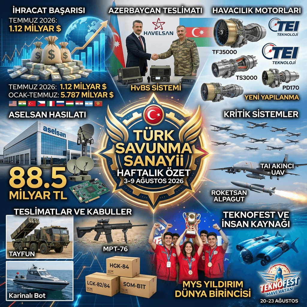 Türk Savunma Sanayiinde Haftanın Özeti: İhracat 5,8 Milyar Dolara Ulaştı, ASELSAN’dan 23,2 Milyar Dolarlık Sipariş Rekoru