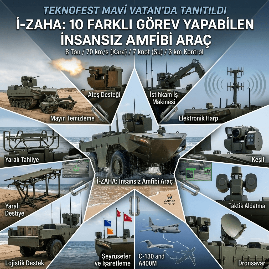 FNSS’den İnsansız Amfibi Araç İ-ZAHA: 10 Farklı Görev Yapabilecek, Yapay Zeka Destekli