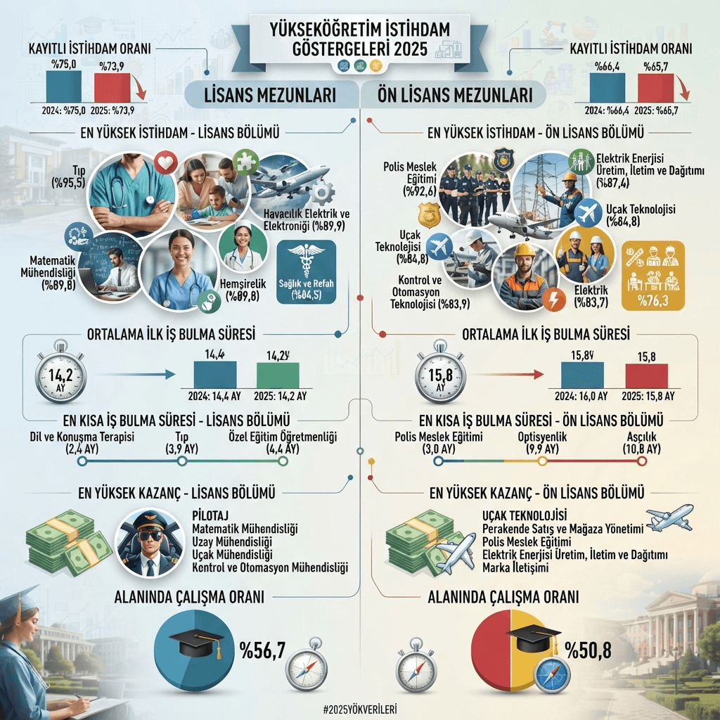 TÜİK Açıkladı: 2025'te En Kolay İş Bulan ve En Çok Kazandıran Üniversite Bölümleri Belli Oldu