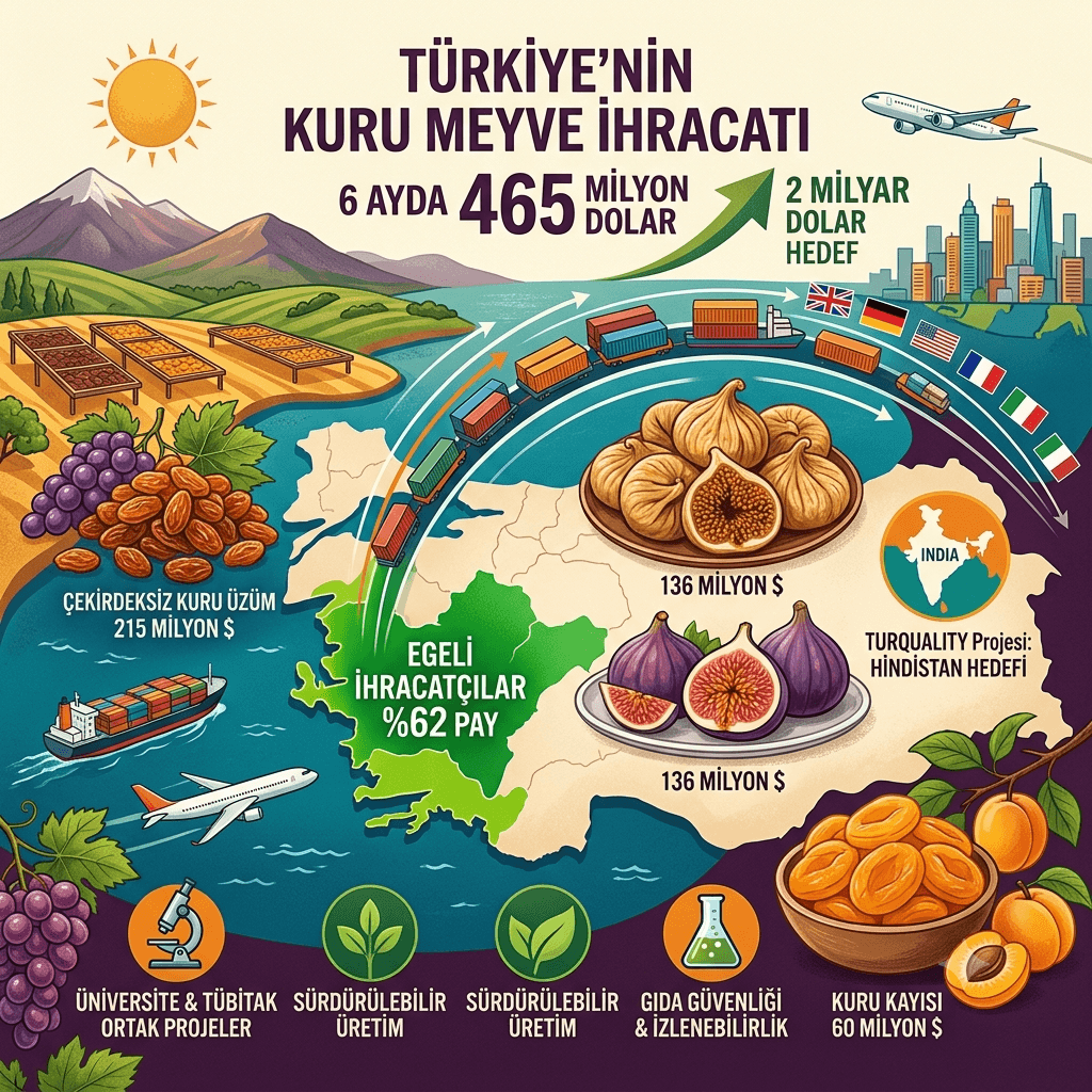 Türkiye Kuru Meyve İhracatında Gücünü Korudu! 6 Ayda 752 Milyon Dolar, Yüzde 62’si Ege’den Geldi