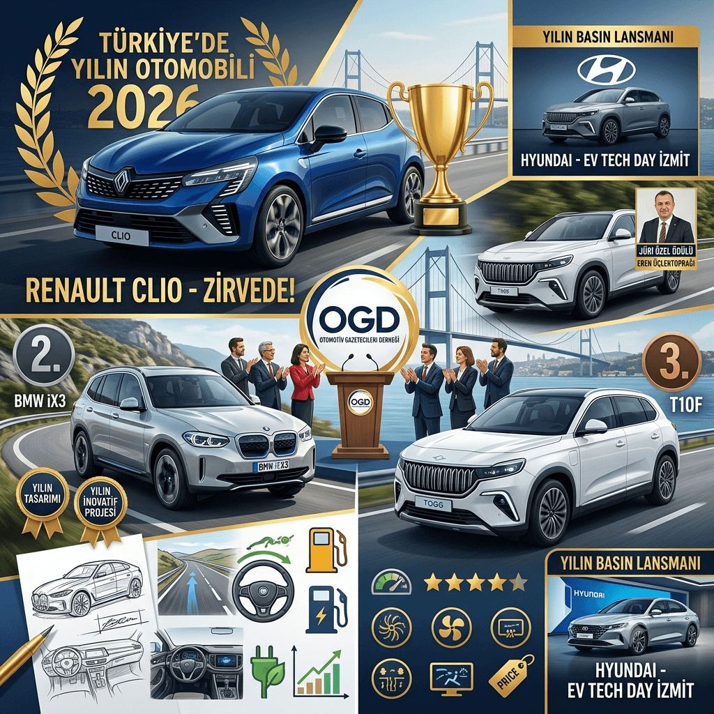Türkiye’de Yılın Otomobili 2026 Belli Oldu! Renault Clio Zirveye Çıktı, Togg T10F İlk 3’e Girdi