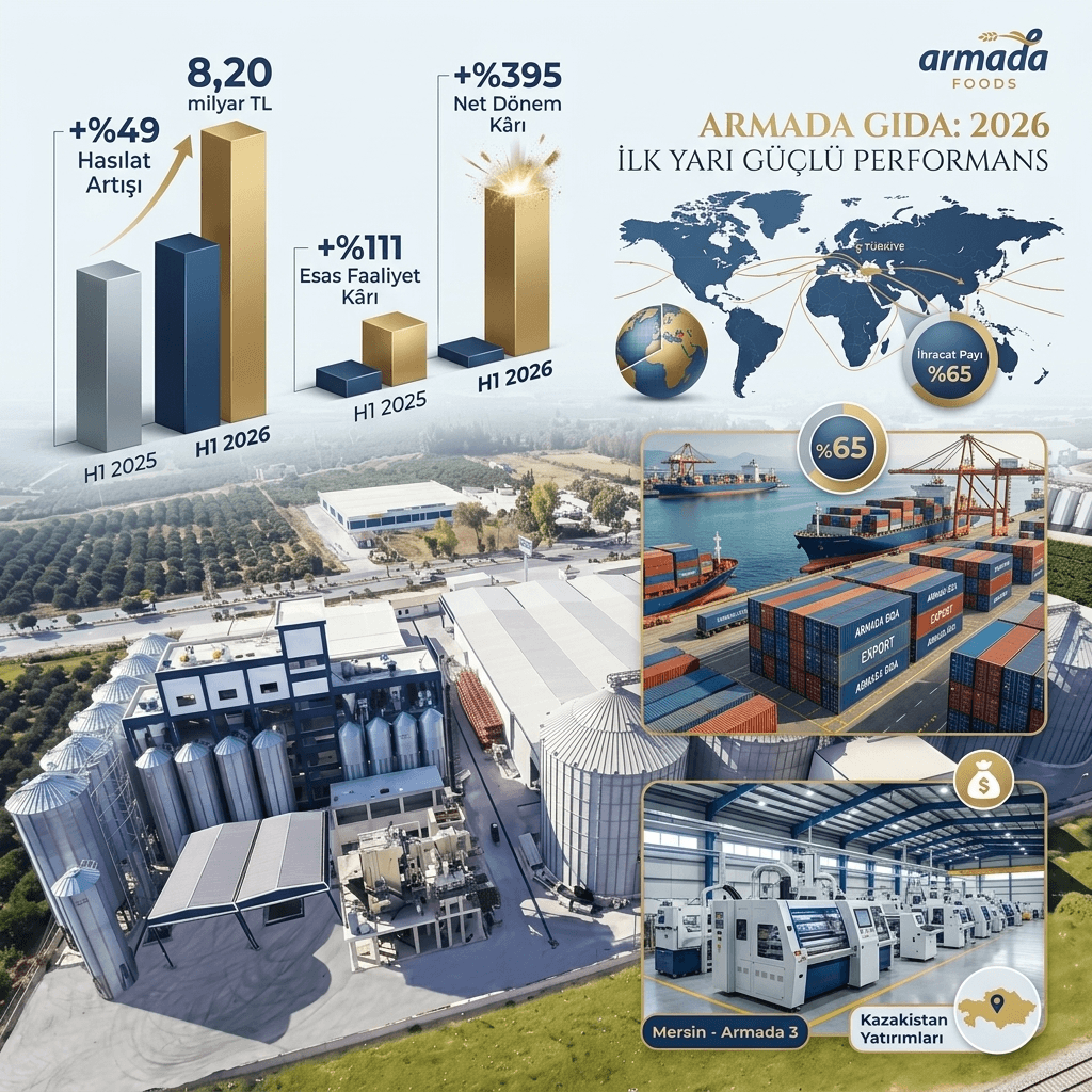 Armada Gıda’dan Güçlü Büyüme: İlk Yarı Hasılatı 8,2 Milyar TL, Net Kârı 2,05 Milyar TL Oldu