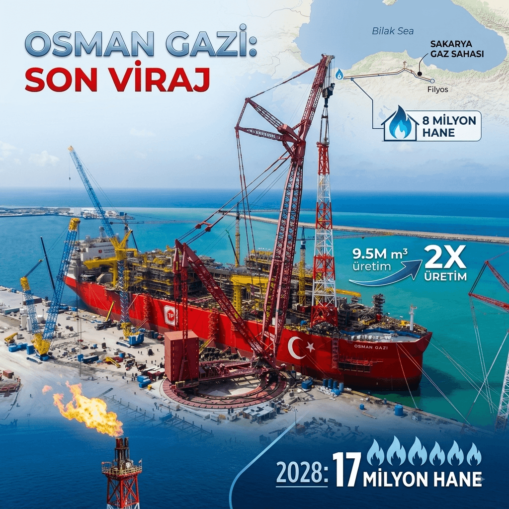 Osman Gazi’de Kritik Aşama Tamamlandı: 96 Metrelik Alev Kulesi Monte Edildi, Doğal Gaz Üretimi 2 Katına Çıkacak