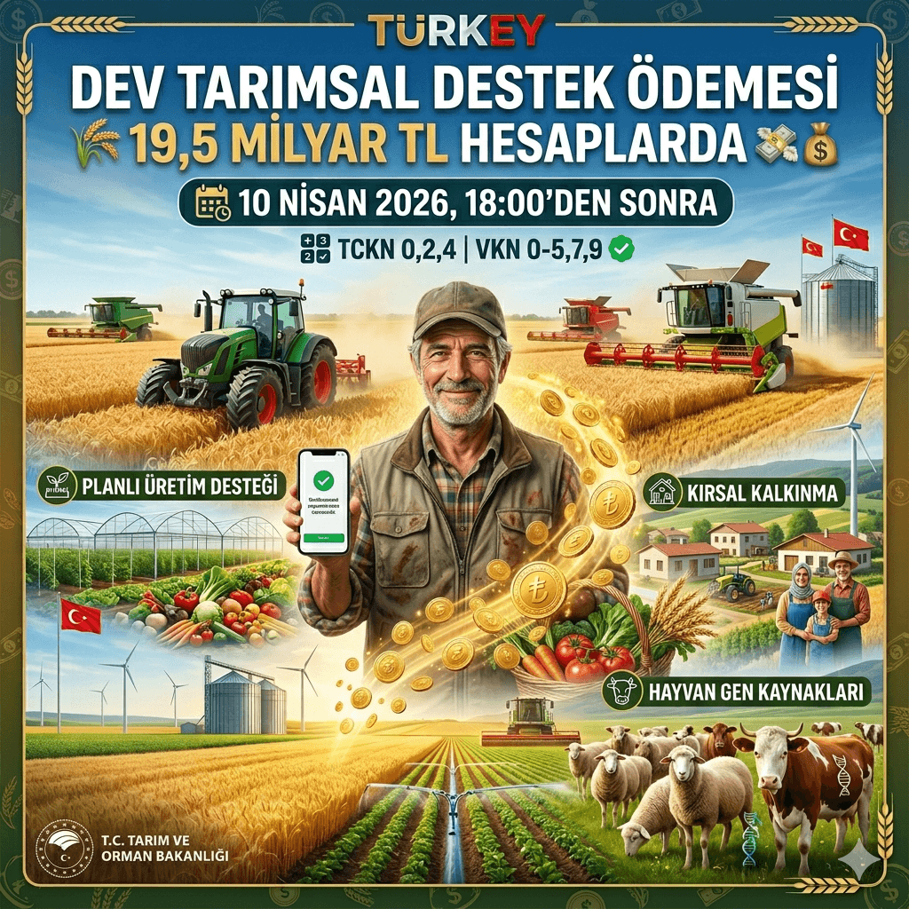 19,5 Milyar TL’lik Dev Tarımsal Destek Ödemesi Başladı: Çiftçilerin Hesaplarına Aktarılıyor