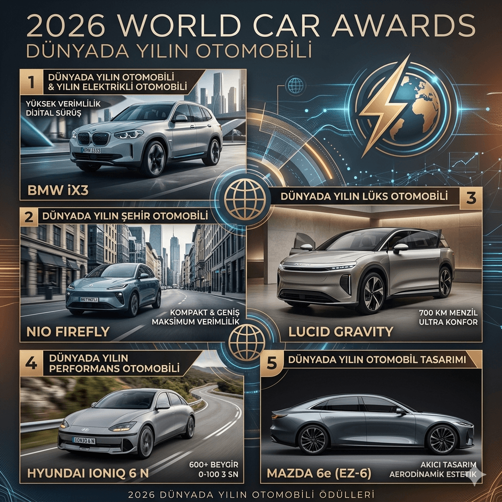 2026 Dünyada Yılın Otomobili Açıklandı: BMW iX3 Zirvede! Nio Firefly, Lucid Gravity ve Hyundai Ioniq 6 N Damga Vurdu – Elektrikli Araçlar Tüm Kategorileri Süpürdü