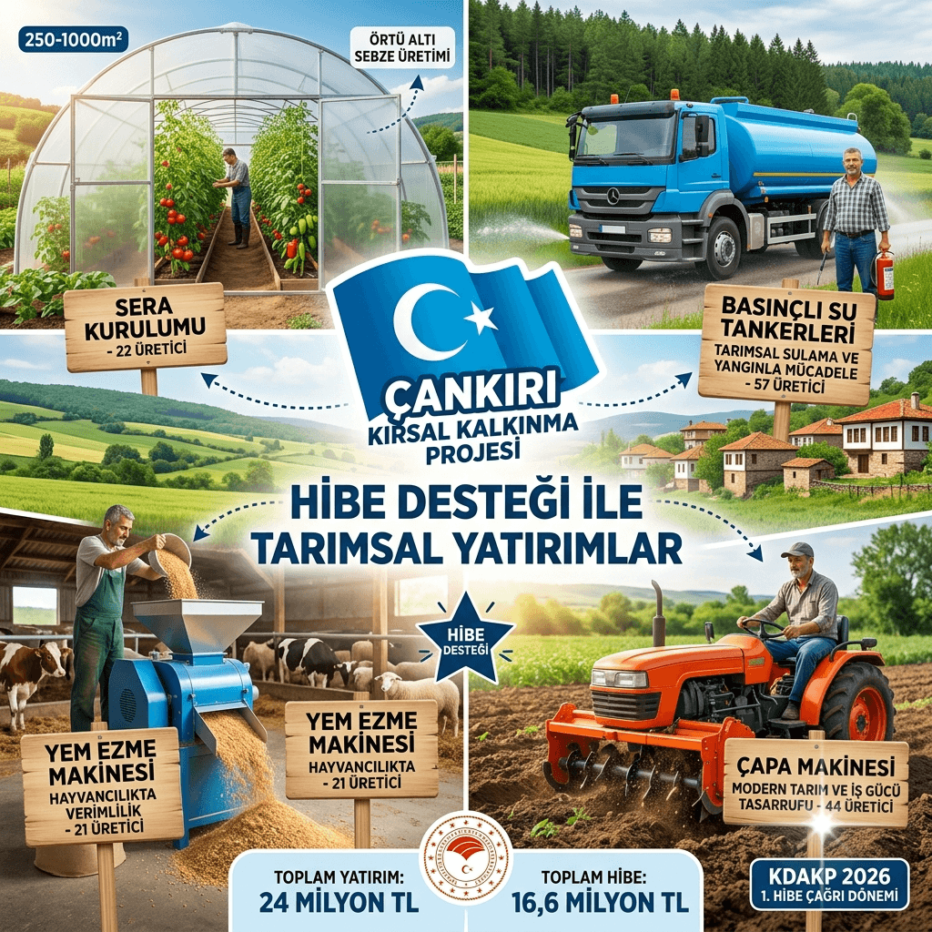 Çankırı'da Tarıma 16,6 Milyon TL Hibe Desteği: 24 Milyon TL'lik Yatırım Başlıyor