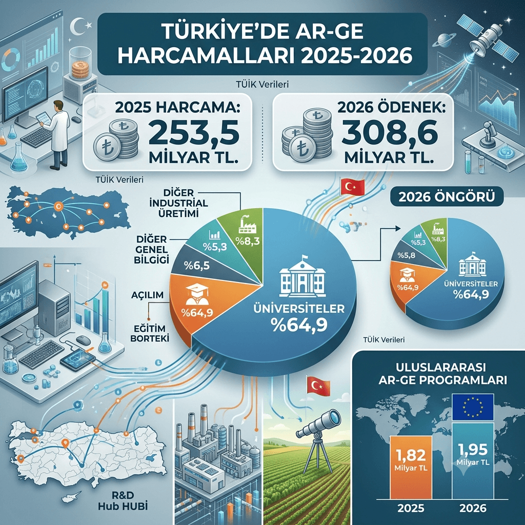 Türkiye'de AR-GE Yatırımları Rekor Kırdı: 2025'te 253,5 Milyar Lira Harcandı, En Büyük Pay Üniversitelere Ayrıldı