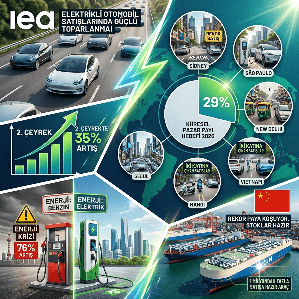 IEA Raporu: Elektrikli Otomobil Satışları 2026'da Rekor Kırıyor! Küresel Pazarda Payı Yüzde 29'a Yükseliyor