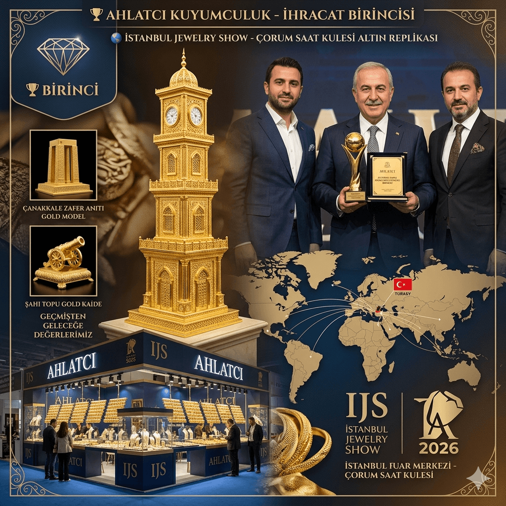 Ahlatcı Kuyumculuk Altın ve Mücevher İhracatında Zirvede! İstanbul Mücevher Fuarında Sergilenen Tasarımı; Çorum Saat Kulesi