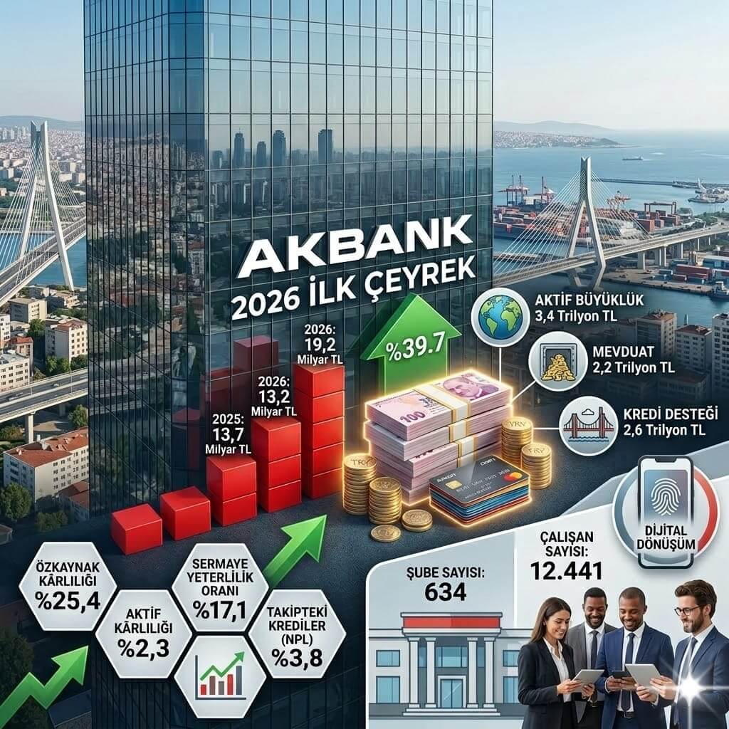 Akbank’tan Rekor Kâr: 2026 İlk Çeyrekte %39,7 Artışla 19,2 Milyar TL – Kredi ve Mevduatta Güçlü Büyüme