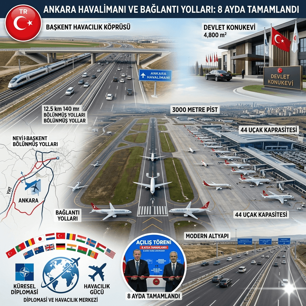 Ankara Havalimanı ve Bağlantı Yolları Açıldı: 8 Ayda Tamamlanan Dev Proje Başkente Stratejik Güç Kattı