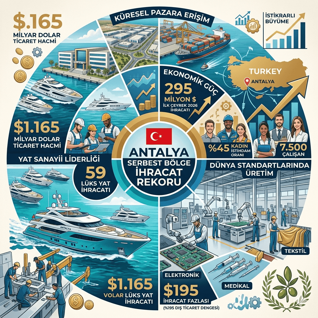 Antalya Serbest Bölge İhracatta Rekor Kırdı: 1.165 Milyar $ Hacim, %195 Fazla ve Yat Sektöründe Zirve
