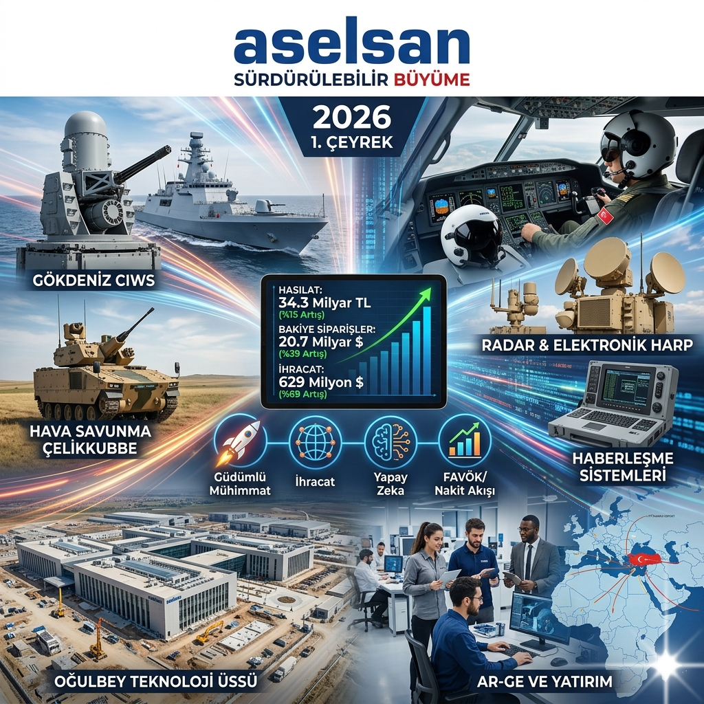 ASELSAN 2026’ya Güçlü Başladı: Hasılat 34,3 Milyar TL, İhracat %69 Arttı!
