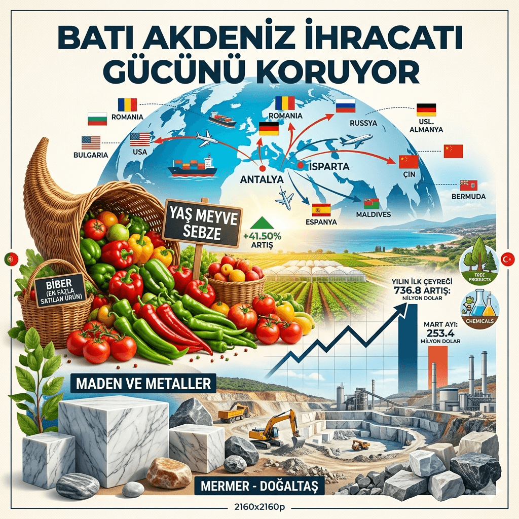 Batı Akdeniz İhracatı Artışta: Antalya, Burdur ve Isparta’dan Rekor, Zirvede Biber ve Yaş Meyve Sebze!