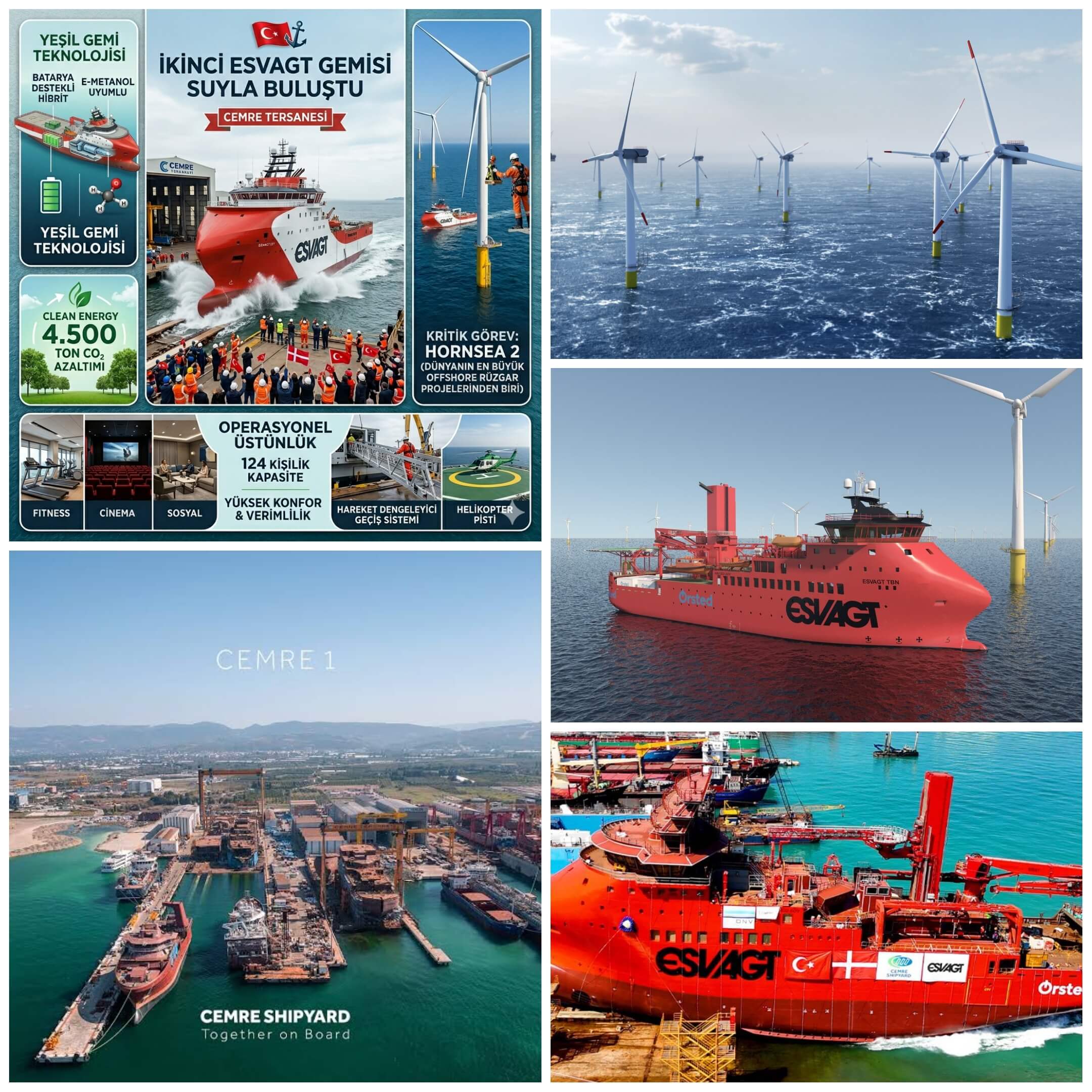 Cemre Tersanesi’nden Küresel Başarı: Esvagt İçin İnşa Edilen İkinci Yeşil ve Hibrit Gemi Suyla Buluştu