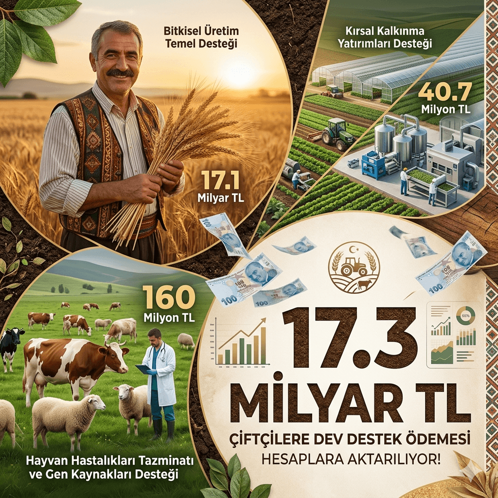 Çiftçilere 17,3 Milyar TL Destek Müjdesi: Ödemeler 3 Nisanda Hesaplara Yatıyor!