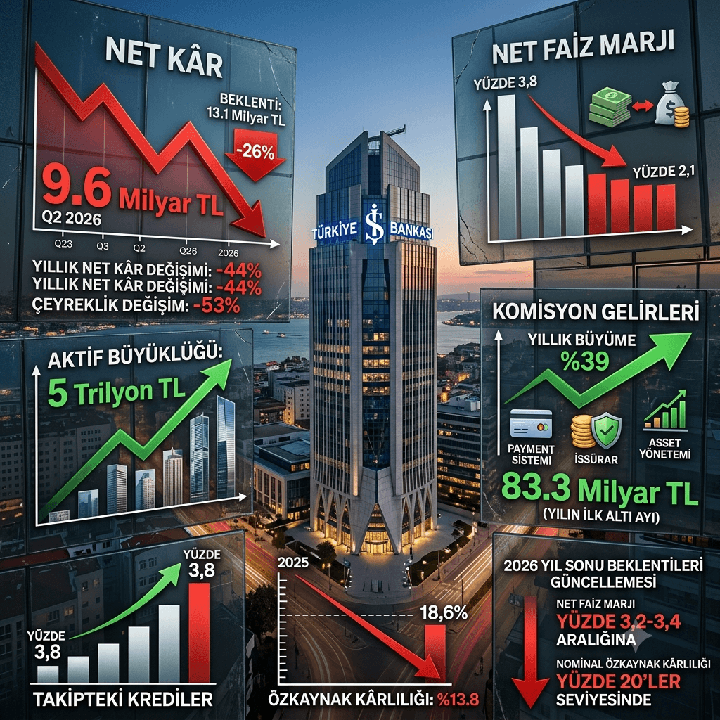 İş Bankası'nın İkinci Çeyrek Kârı Beklentinin Altında Kaldı: Net Kâr 9,6 Milyar TL'ye Geriledi