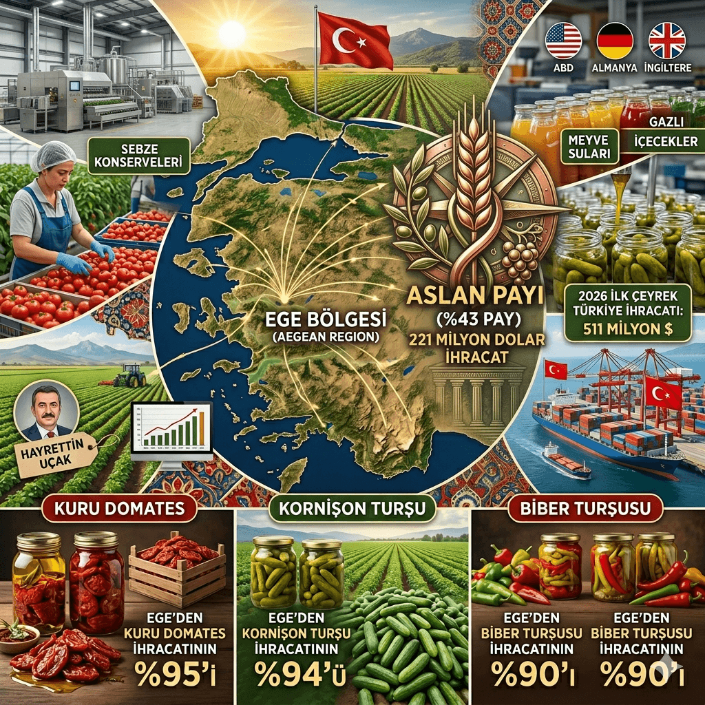 Ege Bölgesi Zirvede: Türkiye’nin Meyve Sebze Mamulleri İhracatının %43’ünü Tek Başına Karşıladı