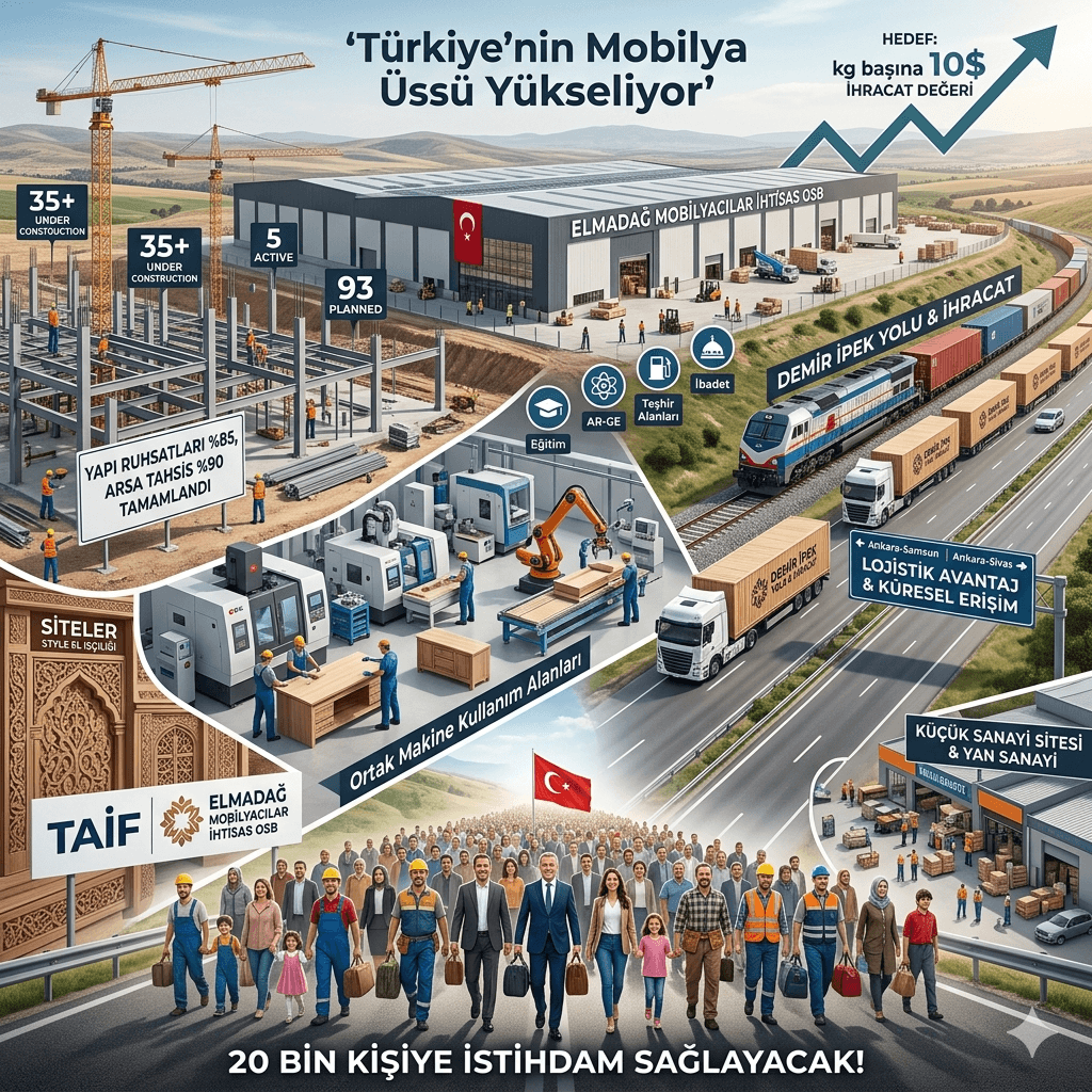 Elmadağ Mobilyacılar OSB’de Büyük Atılım: 20 Bin Kişiye İş, İhracatta 3 Kat Katma Değer Hedefi