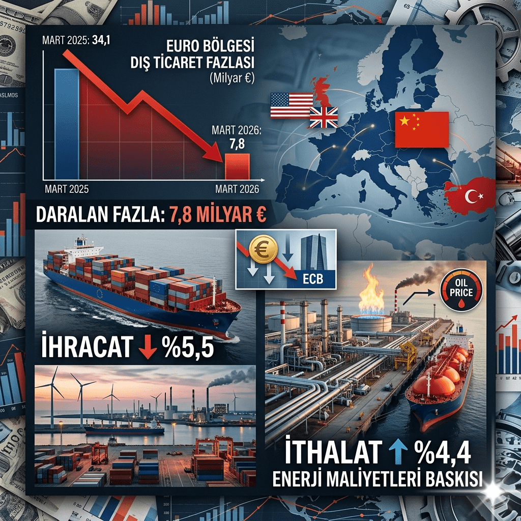 Euro Bölgesi Dış Ticaret Fazlası Sert Geriledi: Mart 2026 Verileri Ekonomide Yavaşlamayı Gösteriyor